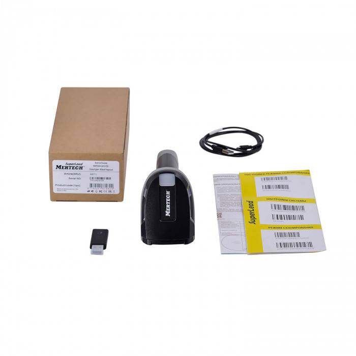 Cканер штрих-кода MERTECH CL-2420 BLE Dongle P2D USB Black с базой 