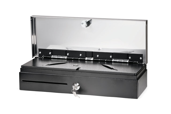 Денежный ящик АТОЛ FlipTop-MB черный, 460*170*100, 24V, верхняя крышка из нержавеющей стали + крышка для инкассации артикул 38723             верхняя крышка из нержавеющей стали +  крышка для инкассации     